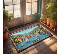 Front Entrance Decor Colorful Italian Village By The Sea With Sailboats Doormat Stuff For Your Room Room Accessories For Men(50X80CM)