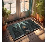 Front Entrance Decor Five Horned Demons Surrounding A Child In A Dark Room Doormat Men Cave Decor Mats For Sleeping On The Floor(40X60CM)