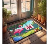 Front Entrance Decor Flamingo And Tiger In Front Of 'Flamnion No' Sign Doormat Farmhouse Bath Mat Bath Rugs For Bathroom Non Slip(50X80CM)