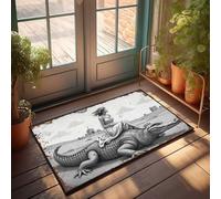 Front Entrance Decor Girl Riding Crocodile In Front Of Castle Doormat Home Goods Country Decorations For Home(50X80CM)