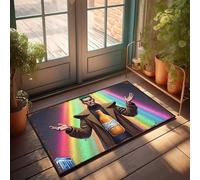 Front Entrance Decor Rainbow Man With Mystery Bottle: A Colorful Enigma Doormat Home Goods Country Decorations For Home(65X90CM)