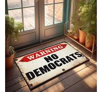 Front Entrance Decor Red Warning Sign: No Democrats Allowed Doormat Home Goods Country Decorations For Home(65X90CM)