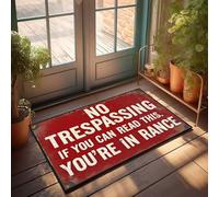 Front Entrance Decor Red Warning Sign: No Trespassing If You Can Read This. Doormat Men Cave Decor Mats For Sleeping On The Floor(50X80CM)