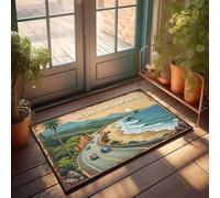 Front Entrance Decor Vintage Pacific Coast Highway Road Trip Adventure Doormat Men Cave Decor Mats For Sleeping On The Floor(40X60CM)