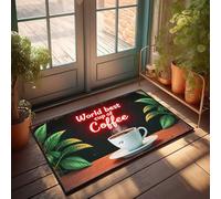 Front Entrance Decor World'S Best Cup Of Coffee Neon Sign With Steam Doormat Stuff For Your Room Room Accessories For Men(50X80CM)