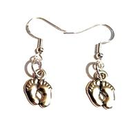 Front Facing Baby Feet Earrings on Sterling Silver Hooks, Pregnancy Earrings, Pregnancy Earrings, Christening Earrings, Baptism Mother-To- Be Earrings Jewelry
