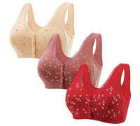Front Fastening Bras,3 Pack Front Fastening Bras for Women UK Wireless Push Up High Support Everyday Bra Comfortable Plus Size Full Coverage Bralettes Breathable Underwear,2-E XXL