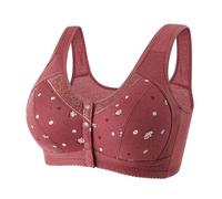 Front Fastening Bras for Older Women UK, Soft Wireless Front Closure Bra with Button Design, Comfortable Full Coverage Ladies Bra, Non Wired Everyday Support Underwear with Wide Straps