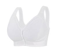 Front Fastening Bras for Senior Front Closure Breathable Bra Wirefree Bralettes for Older Women Comfort Bra Plus Size Anti Sagging Everyday Bras Soft Lightweight Lingerie White