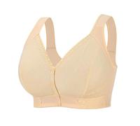 Front Fastening Bras for Senior Front Closure Breathable Bra Wirefree Bralettes for Older Women Comfort Bra Plus Size Anti Sagging Everyday Bras Soft Lightweight Lingerie Beige