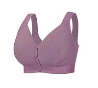 Front Fastening Bras for Senior Front Closure Breathable Bra Wirefree Bralettes for Older Women Comfort Bra Plus Size Anti Sagging Everyday Bras Soft Lightweight Lingerie Purple