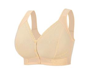 Front Fastening Bras for Senior Front Closure Breathable Bra Wirefree Bralettes for Older Women Comfort Bra Plus Size Anti Sagging Everyday Bras Soft Lightweight Lingerie Beige