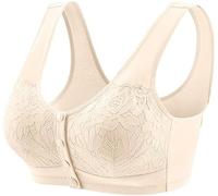 Front Fastening Bras for The Elderly Bras for Older Women Front Closure Everyday Bras Women's Wire Front Button Sports Bra Breastfeeding Bras Pack Mom Cozy Pumping Bra (Beige, S)