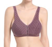 Front Fastening Bras for The Elderly Comfortable Convenient Front Closure Button Cotton Bras for Seniors No Underwire Bras Bra Minimiser for Women Neck Bra Backless (Purple, C)