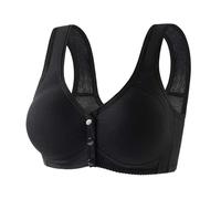 Front Fastening Bras for the Elderly High Support Bras for Women Adjustable Strap Full Coverage Up Bras Comfortable No Underwire Wireless Bras Women Bra Set Plus Size Womens Bras Sets (Black, 44)