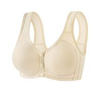 Front Fastening Bras for the Elderly High Support Bras for Women Adjustable Strap Full Coverage Up Bras Comfortable No Underwire Wireless Bras Women Bra Set Plus Size Womens Bras Sets (Beige, 52)