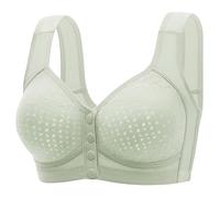 Front Fastening Bras for The Elderly Women Wirefree Full Coverage Lift Up Bra No Underwire Support Bra Comfort Everyday Bra Front Closure Wide Strap Vest Crop Top Underwear Green