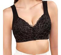 Front Fastening Bras for Women Non Underwire Push up Lace Bras Seamless Plus Size Sleep Bras Comfort Wide Straps Nursing Brassieres Full Coverage Big Deal Days Black