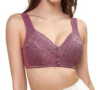 Front Fastening Bras for Women Non Underwire Push up Lace Bras Seamless Plus Size Sleep Bras Comfort Wide Straps Nursing Brassieres Full Coverage My Orders UK Purple