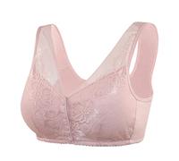 Front Fastening Bras for Women Non Wired Cotton Vest Bra Plus Size Front Button U Shape Everday Bras for The Elderly Mastectomy Bras for Women UK Underwear for Large Breasts Pink