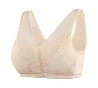 Front Fastening Bras for Women Non Wired Cotton Vest Bra Plus Size Front Button U Shape Everday Bras for The Elderly Mastectomy Bras for Women UK Underwear for Large Breasts Beige