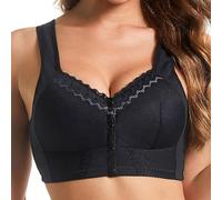 Front Fastening Bras for Women Seamless Wireefree Large Lace Bras Deep V Push up Casual Bras Stretchy Wide Straps Maternity Bralettes Light Sleeping Order Placed Black