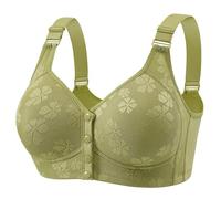 Front Fastening Bras for Women UK Casual Stretch Non Wired Support Bralettes Leisure Breathable T Shirt Bralette Fashion Printing Bras Soft Push Up Bra Post Surgery Underwear Green