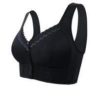 Front Fastening Bras for Women UK Fashion Push Up Non Wired Support Underwear Leisure Stretch T Shirt Bralettes Soft Printing Bra Casual Comfortable Bralette Post Surgery Bras Black