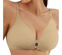 Front Fastening Bras for Women UK Leisure Breathable Non Wired Support Bralettes Soft Push Up T Shirt Underwear Fashion Stretch Bras Casual Printing Bra Post Surgery Bralette Khaki