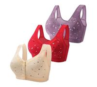Front Fastening Bras for Women UK Leisure Stretch Non Wired Support Bra Casual Push Up Post Op Bralettes Soft Breathable Bralette Fashion Comfortable Underwear Post Surgery Bras Green