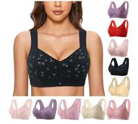 Front Fastening Bras for Women UK Plus Size, Full Coverage Womens Bras Non Wired Sexy Front Button Shaping Cup with Adjustable Elastic Shoulder Straps Reducing Accessory Breasts for All Ages/Elderly