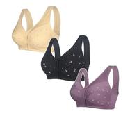 Front Fastening Bras for Women UK Plus Size, Full Coverage Womens Bras Non Wired Sexy Front Button Shaping Cup with Adjustable Elastic Shoulder Straps Reducing Accessory Breasts for All Ages/Elderly