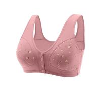 Front Fastening Bras for Women UK Plus Size, Full Coverage Womens Bras Non Wired Sexy Front Button Shaping Cup with Adjustable Elastic Shoulder Straps Reducing Accessory Breasts for All Ages/Elderly