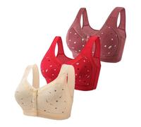 Front Fastening Bras for Women UK Soft Stretch Non Wired Support Underwear Casual Push Up Post Op Bralette Leisure Printing Bralettes Fashion Breathable Bras Post Surgery Bra Orange