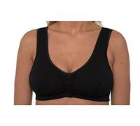Front Fastening Bras Soft Cotton w Elastane Full Coverage, Black, 48 B-C-D-DD