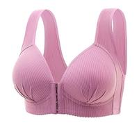 Front Fastening Bras UK Front Closure Sports Bras for Women Comfortable No Underwire T Shirt Bra Deep V Neck Padded Hides Back Fat Bralette Purple,44