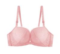 Front Fastening Bras Women Oversized Wirefree Lace Bra Push Up Bralette Sexy V Neck Plunge Bras Adjustable Spaghetti Straps Strappy Brassiere Soft Prime Big Day Deals Pink