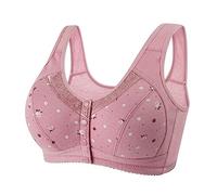 Front Fastening Bras Womens Full Coverage, Wireless Front Closure Bra UK with Button Opening, Soft Comfortable Non Wired Bralette, Everyday Support Underwear for Older Women and Ladies