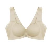 Front Fastening Post Bra M&S Bras for Women Women's Comfortable Front Buckle Closure Without Ring Anti Sagging Seamless and Beautiful Back Sexy Bra Front Fastening Post Bra M&S Bras for (Beige, 34)