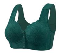 Front Fastening Sports Bra Casual Comfortable Non Wired Support Bras Soft Printing Post Op Bra Fashion Breathable Bralettes Leisure Stretch Underwear Post Surgery Bralette Green