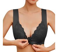 Front Fastening Sports Bra Fashion Breathable Non Wired Support Bralette Casual Comfortable T Shirt Underwear Leisure Stretch Bras Soft Push Up Bralettes Post Surgery Bra Black