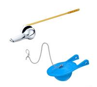 Front Flush Toilet Rod Assembly Kit with Drain Valve Cover, Adjustable 13-21cm Metal Lever and Chain for Most Front Mount Tanks, Silver