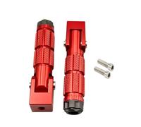 Front Footrests Motorcycle Electric Vehicle Universal Folding CNC Pedal With Clip Bicycle CNC Foot(Pedal Red)
