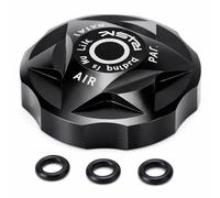 Front Fork Air Chamber Cover, Aluminium Alloy Schrader Valve Caps with 3 Sealing Rings for Mountain Bike (black)