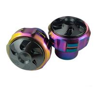 Front Fork Cup CNC Machined Aluminum Standard Fitment for Motorcycles Gold Red Blue Black Silver Rainbow Lightweight Design 4.8x3.2x5cm 2pcs(QCB-043-Iridescent)