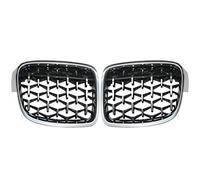 Front Grill 1 Pair Front Kidney Grilles Chrome Diamond Racing Grills Meteor Style For BMW 3 Series F30 F35 F31 2012-2018 Car Styling Car front grille(Full Sliver)