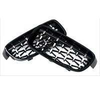 Front Grill 1 Pair Front Kidney Grilles Chrome Diamond Racing Grills Meteor Style For BMW 3 Series F30 F35 F31 2012-2018 Car Styling Car front grille(Black and Sliver)