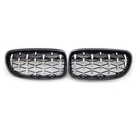 Front Grill 2Pcs/Set Car Front Grille Diamond Grills Meteor Style For BMW E90 E91 3 Series 2009-2012 Silver And Black(Silver and Black)