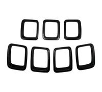 Front Grill 7 Pieces Car Carbon Fiber Grille Inserts ABS Front Grill Cover Frame Trims Kit For Jeep For Compass MP 2017 2018 2019 2020 Front Grille Grills(Black)