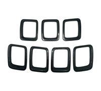 Front Grill 7 Pieces Car Carbon Fiber Grille Inserts ABS Front Grill Cover Frame Trims Kit For Jeep For Compass MP 2017 2018 2019 2020 Front Grille Grills(Carbon Fiber)